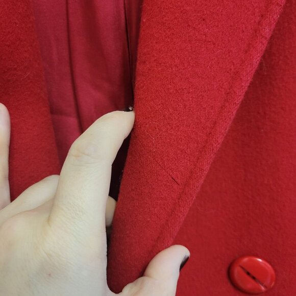 Red Wool Blend Raffinati fitted Maxi Coat long - Picture 9 of 11